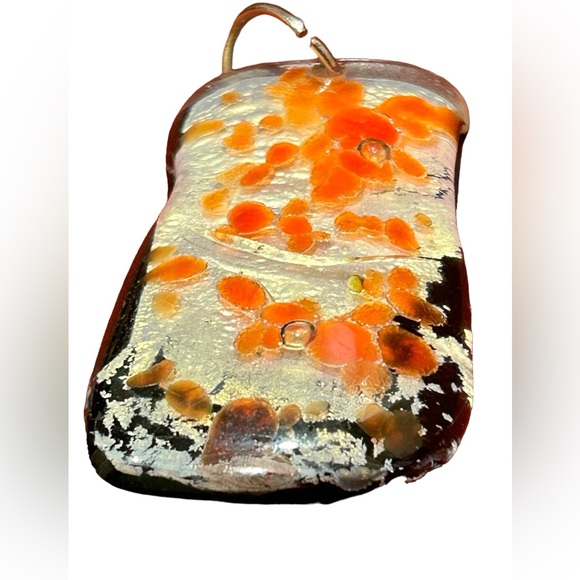 🍄Gorgeous Resin Multimedia Pendant W/Peach, Gold, & Neutral Tones Approx. 2”x1” - Picture 4 of 10